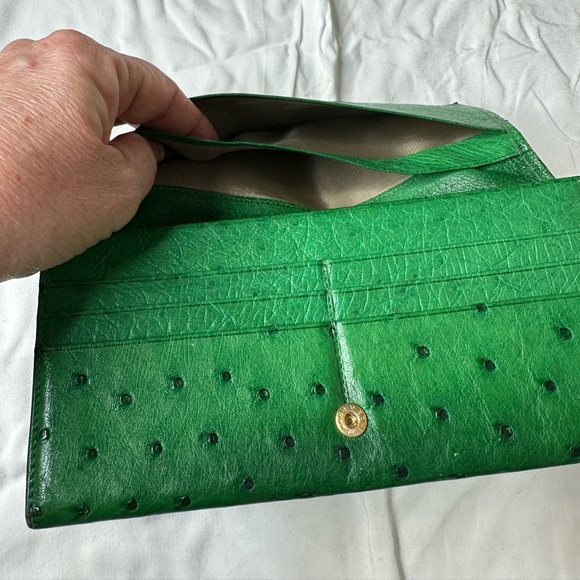 Madler green ostrich leather wallet. Great condition. Super soft. - Picture 4 of 7